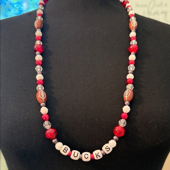 Design by Dawn Jewelry - Bucks Red and White Beaded Necklace